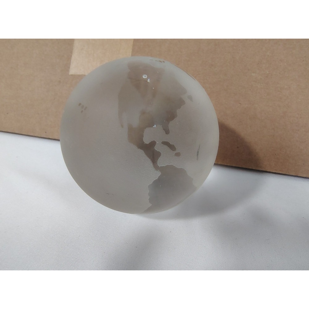 Frosted Clear Glass World Map Continents Globe Decorative Paperweight